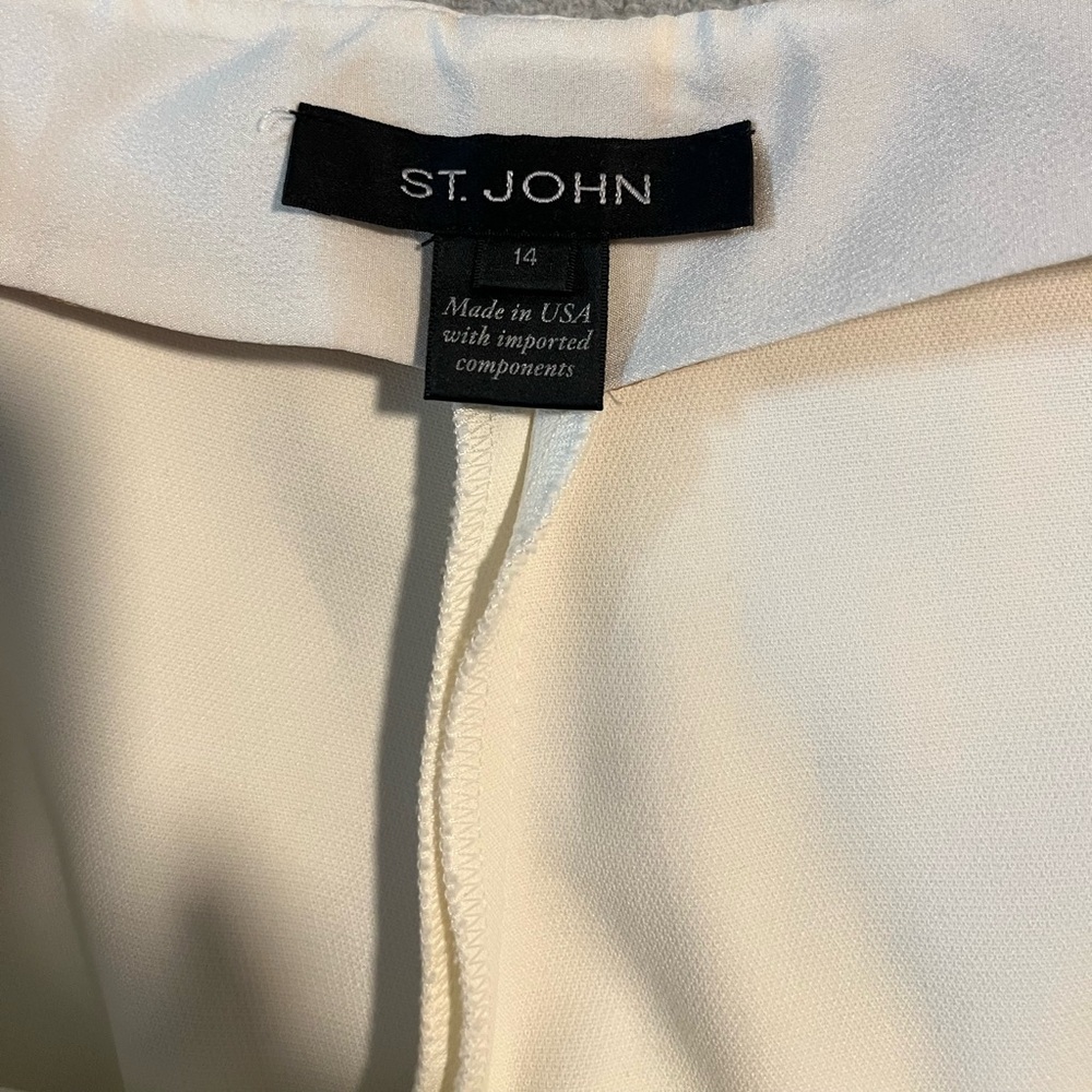 ST. JOHN Cream tapered leg Trouser dress pants - Picture 5 of 12